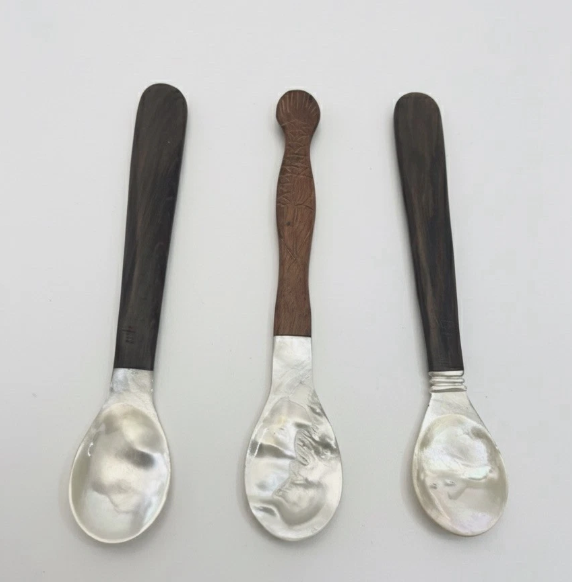 Handmade Mother of Pearl Spoon with Carved Fish Handle 15 Cm