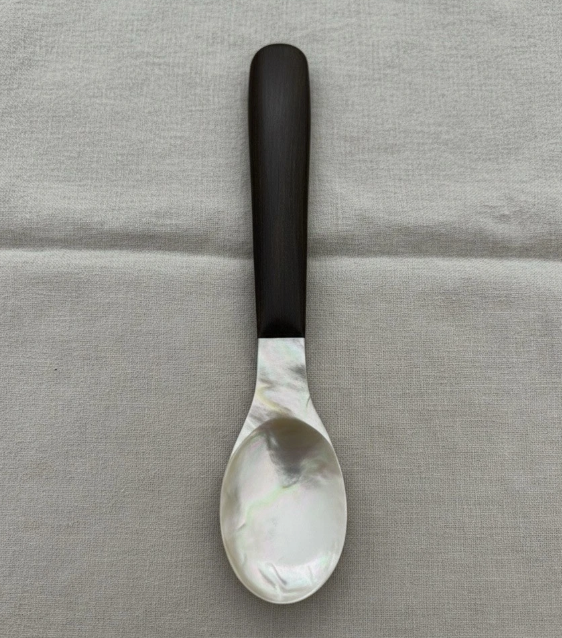 Handmade Mother of Pearl Spoon with Carved Fish Handle 15 Cm